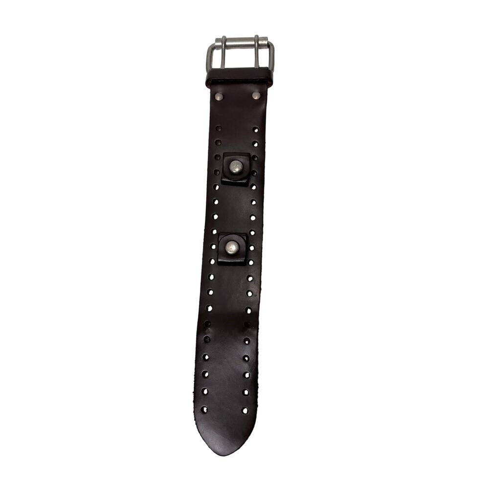Biker Mens Brown Leather Watch Band Buckle